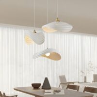 Plafonnier moderne blanc abstrait et suspendu ALMA