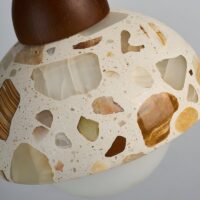 Plafonnier naturel suspendu design effet pierre boule RONEO