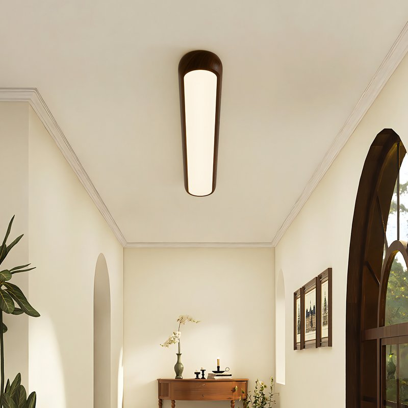 Plafonnier néon LED effet bois long et minimaliste UMPLE