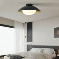Plafonnier noir et or fixe style nordique soucoupe LUNEAS