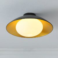 Plafonnier noir et or fixe style nordique soucoupe LUNEAS