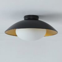 Plafonnier noir et or fixe style nordique soucoupe LUNEAS