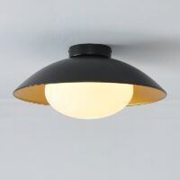 Plafonnier noir et or fixe style nordique soucoupe LUNEAS