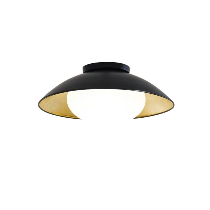 Plafonnier noir et or fixe style nordique soucoupe LUNEAS