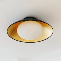 Plafonnier noir et or fixe style nordique soucoupe LUNEAS