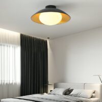 Plafonnier noir et or fixe style nordique soucoupe LUNEAS