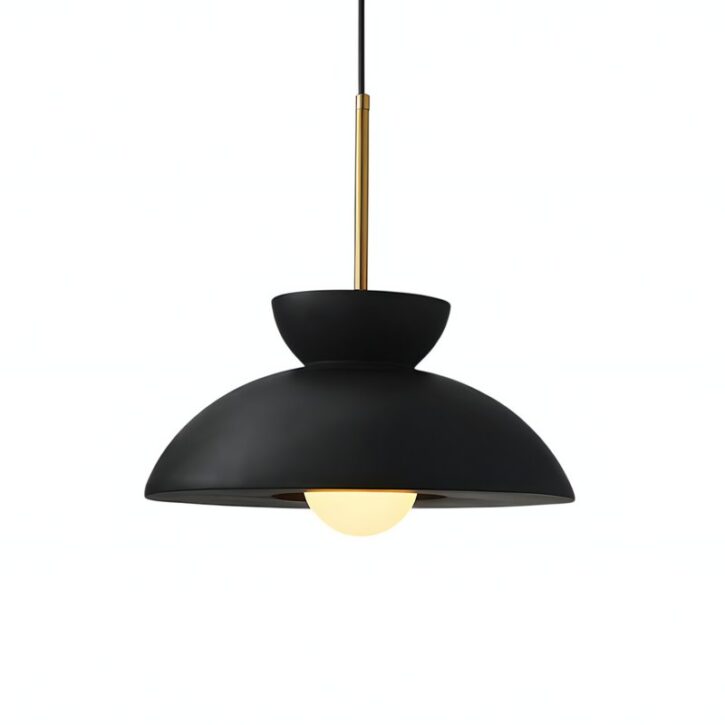 Plafonnier noir scandinave et abstrait rond en résine NAOCS