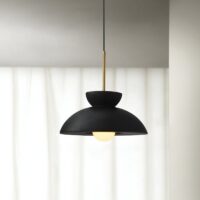 Plafonnier noir scandinave et abstrait rond en résine NAOCS