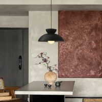 Plafonnier noir scandinave et abstrait rond en résine NAOCS