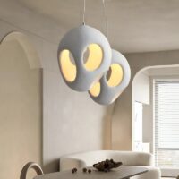 Plafonnier nordique blanc cassé boule suspendue CHMIL