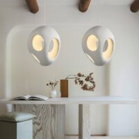 Plafonnier nordique blanc cassé boule suspendue CHMIL