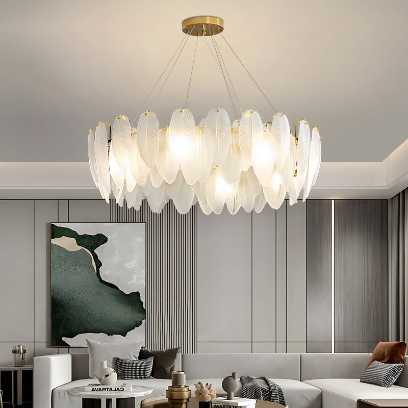Plafonnier plume en verre post-moderne raffiné STRACCA