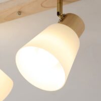 Plafonnier projecteur en bois et verre satiné moderne POMQD