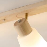 Plafonnier projecteur en bois et verre satiné moderne POMQD