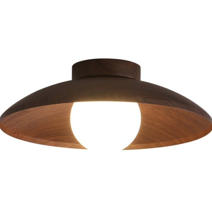 Plafonnier rond en verre effet bois minimaliste et nordique ATIS