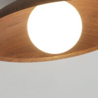 Plafonnier rond en verre effet bois minimaliste et nordique ATIS
