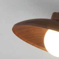 Plafonnier rond en verre effet bois minimaliste et nordique ATIS