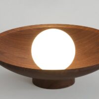 Plafonnier rond en verre effet bois minimaliste et nordique ATIS