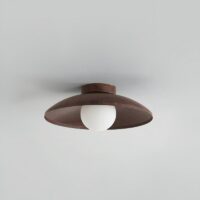 Plafonnier rond en verre effet bois minimaliste et nordique ATIS