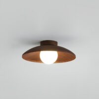 Plafonnier rond en verre effet bois minimaliste et nordique ATIS