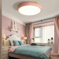 Plafonnier rose rond plat LED tricolore pour chambre