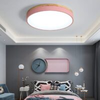 Plafonnier rose rond plat LED tricolore pour chambre