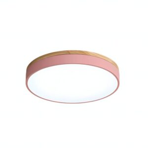 Plafonnier rose rond plat LED tricolore pour chambre