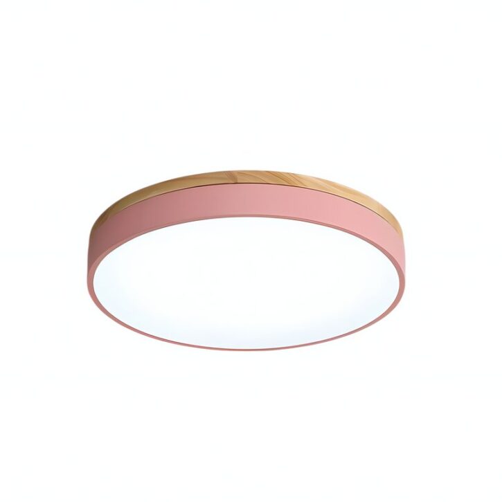 Plafonnier rose rond plat LED tricolore pour chambre