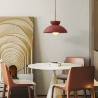 Plafonnier rouge scandinave et abstrait rond en résine NAOCS