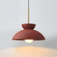 Plafonnier rouge scandinave et abstrait rond en résine NAOCS