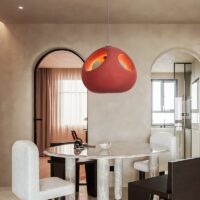 Plafonnier rouge suspendu boule nordique pour salon KAITO