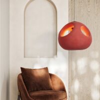 Plafonnier rouge suspendu boule nordique pour salon KAITO