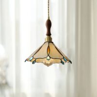 Plafonnier style tiffany médiéval en verre FLORAL