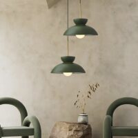 Plafonnier vert scandinave et abstrait rond en résine NAOCS