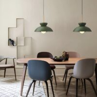 Plafonnier vert scandinave et abstrait rond en résine NAOCS