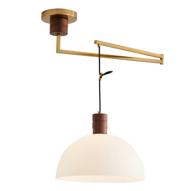 Plafonnier vintage décentré mobile rétro demi-sphère ATILA