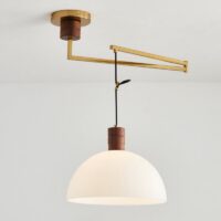 Plafonnier vintage décentré mobile rétro demi-sphère ATILA