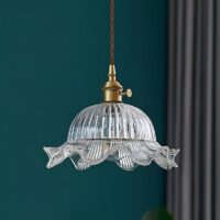 Plafonnier vintage fleur suspendu en verre OPTAMUM