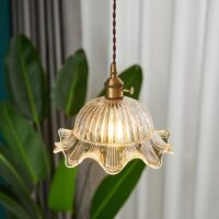 Plafonnier vintage fleur suspendu en verre OPTAMUM