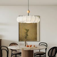 Plafonnier Wabi-sabi suspendu rond en tissu KOBU