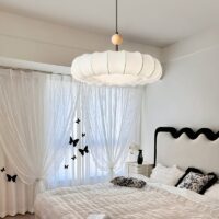 Plafonnier Wabi-sabi suspendu rond en tissu KOBU