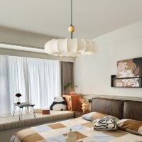 Plafonnier Wabi-sabi suspendu rond en tissu KOBU