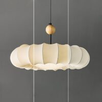 Plafonnier Wabi-sabi suspendu rond en tissu KOBU