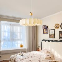 Plafonnier Wabi-sabi suspendu rond en tissu KOBU