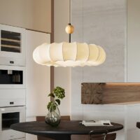 Plafonnier Wabi-sabi suspendu rond en tissu KOBU