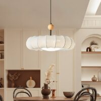 Plafonnier Wabi-sabi suspendu rond en tissu KOBU
