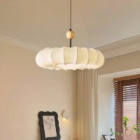 Plafonnier Wabi-sabi suspendu rond en tissu KOBU