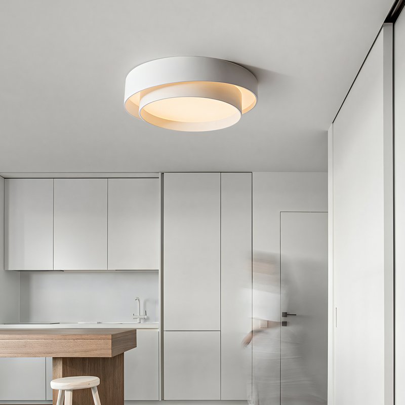 Plafonnier WC blanc design scandinave deux niveaux VOLTEX