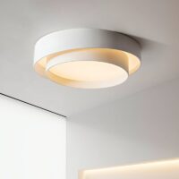 Plafonnier WC blanc design scandinave deux niveaux VOLTEX
