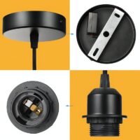 Fixation plafonnier rond noir douille E27